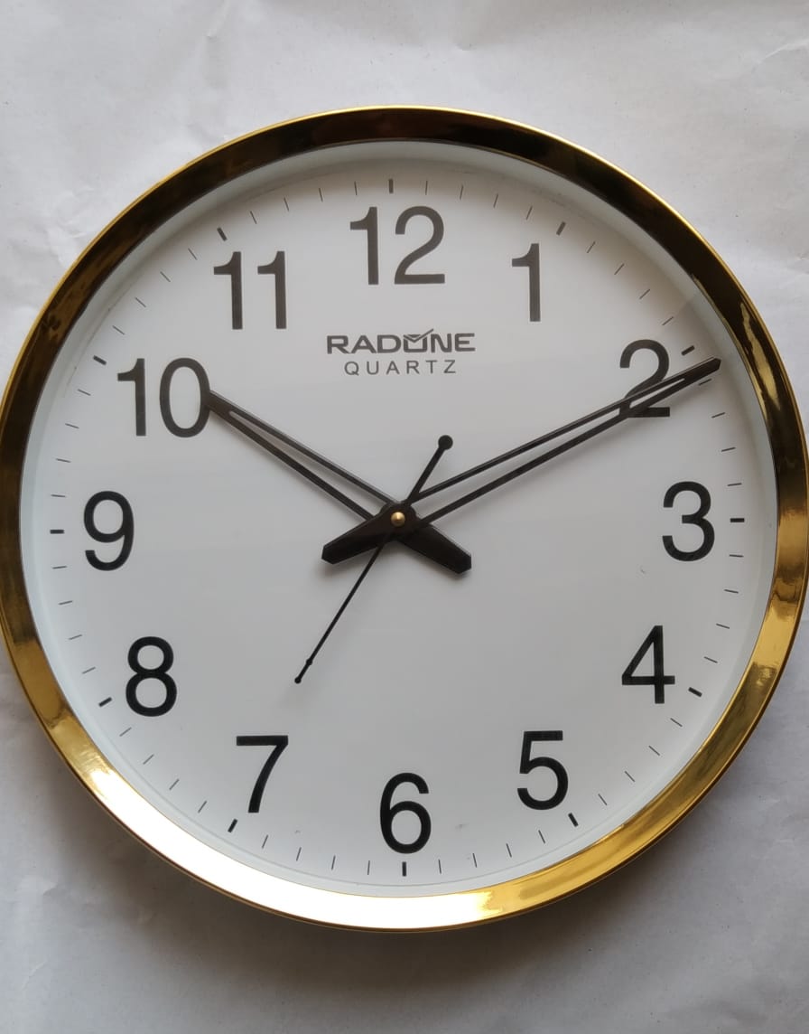 WALL CLOCK RADONE GOLD DIAL 12INCH - P399