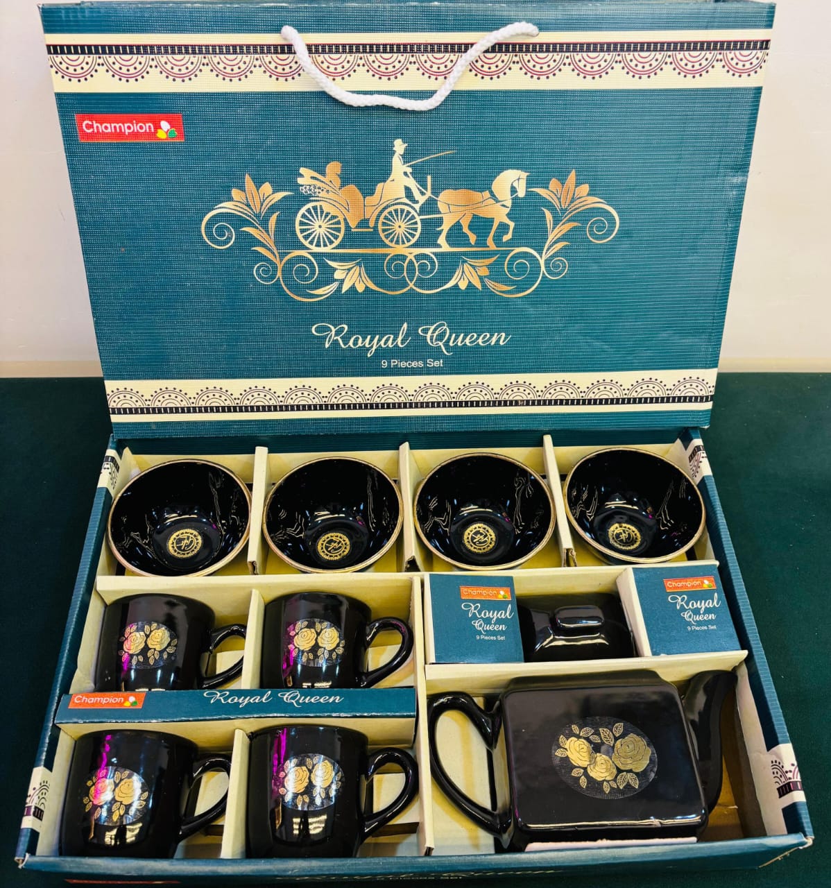 ROYAL QUEEN 9PC SET 4CUP 4BOWL 1KETTL- P599